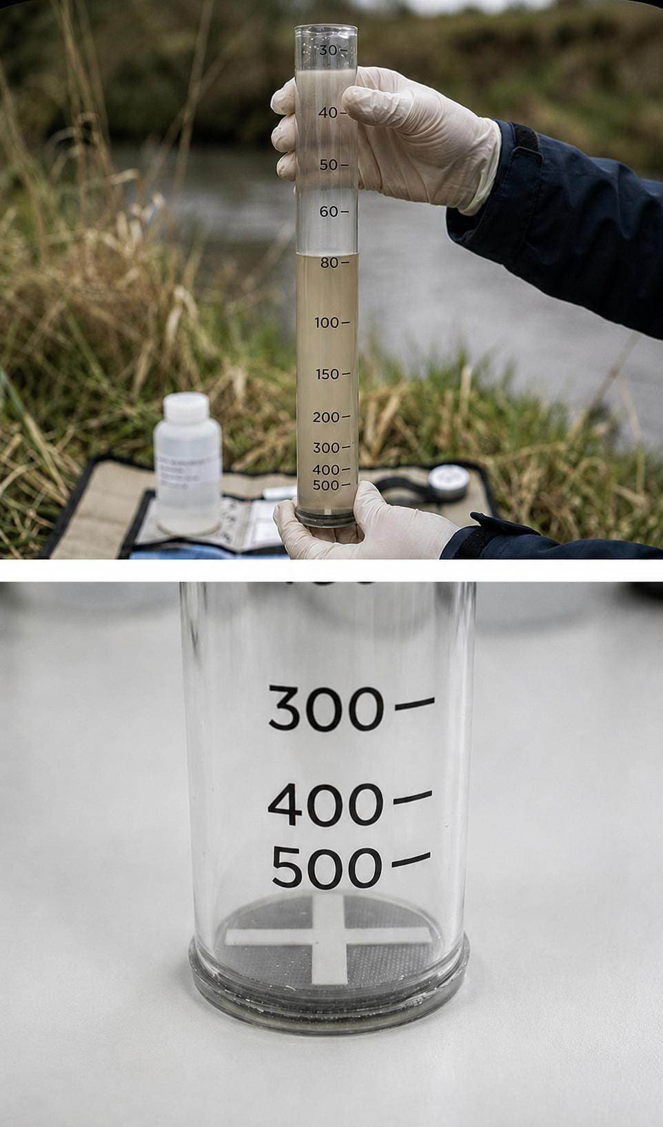 Taking a turbidity reading in the field at a construction site
