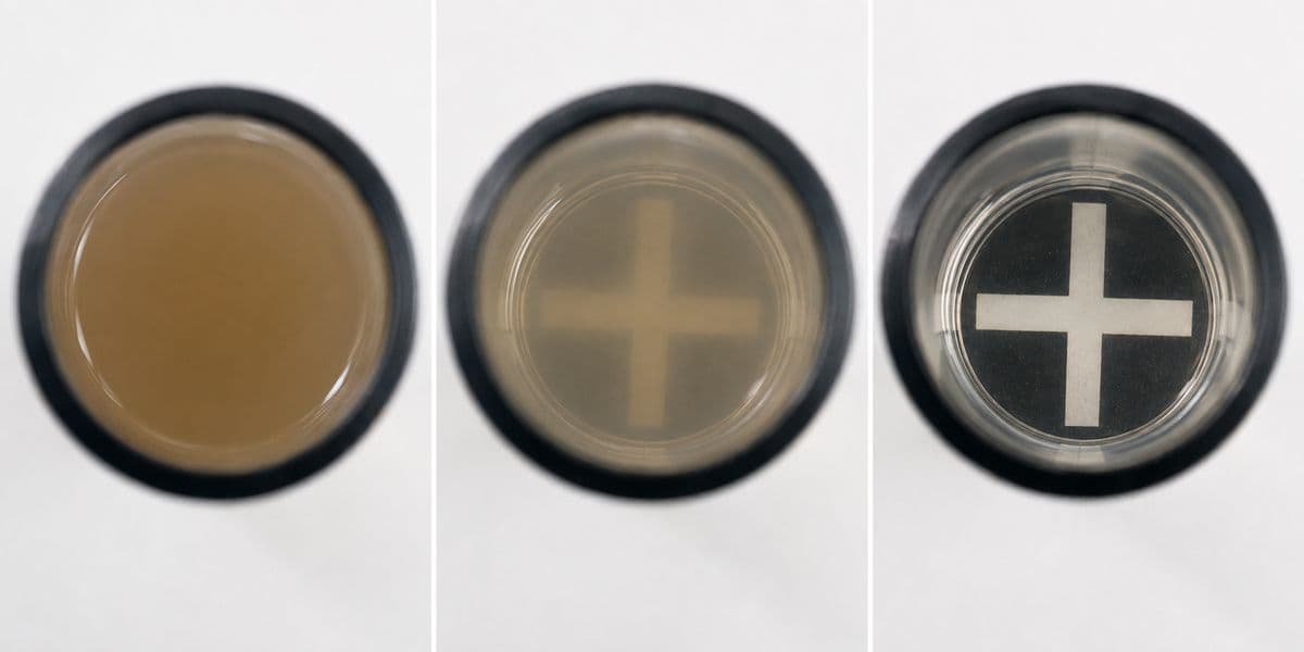 Turbidity tube readings from murky to clear water